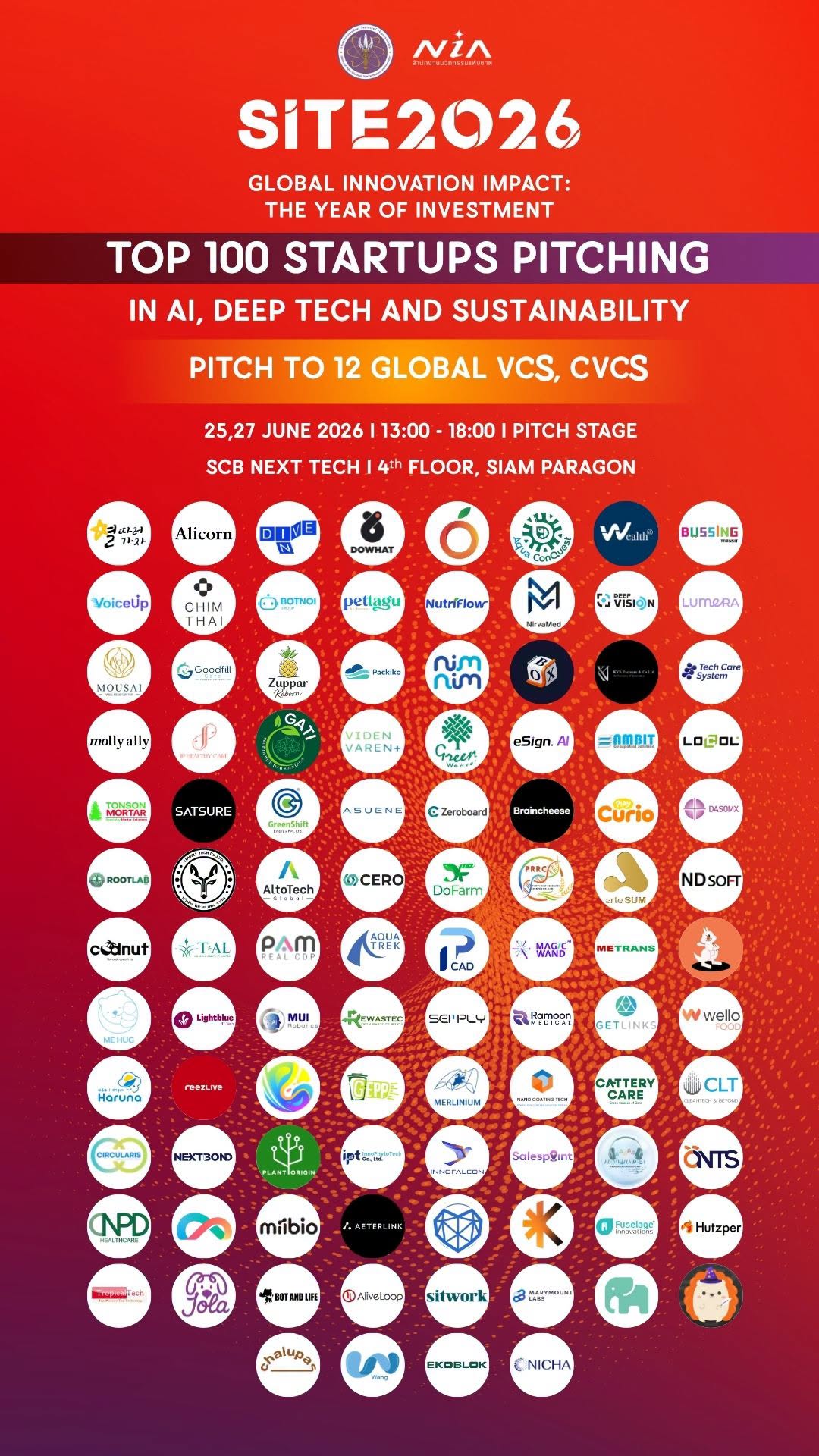 โปสเตอร์ SITE2026 Top 100 Startups Pitching